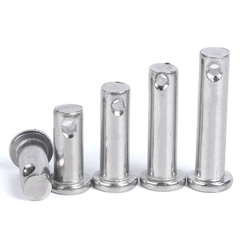 M3M4M5M6M8M10M12M14M16M18M20 Stainless Steel 304 Shaft Flat Head Pins with Hole Positioning  Cylindrical Clevis Bolt328