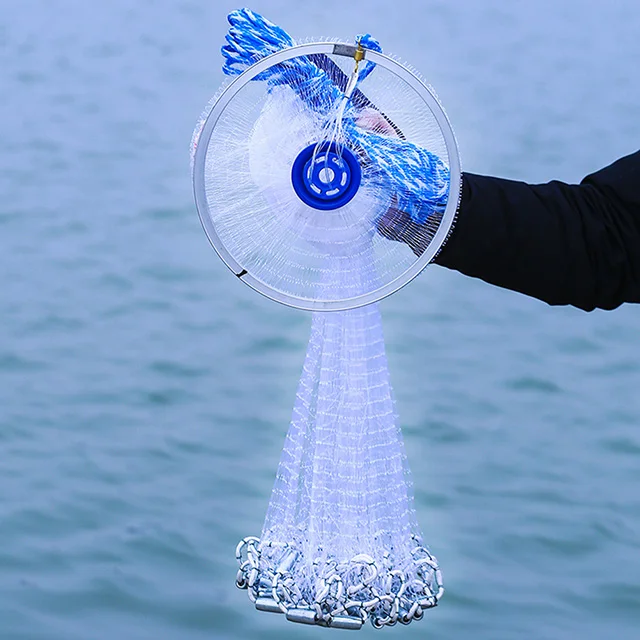Casting Net 4ft 6ft 8ft Radius Cast Netze USA Salzwasser Süßwasser Fischernetz mit Ring Leicht zu werfen Casting Net für Köderfalle – Detail 7
