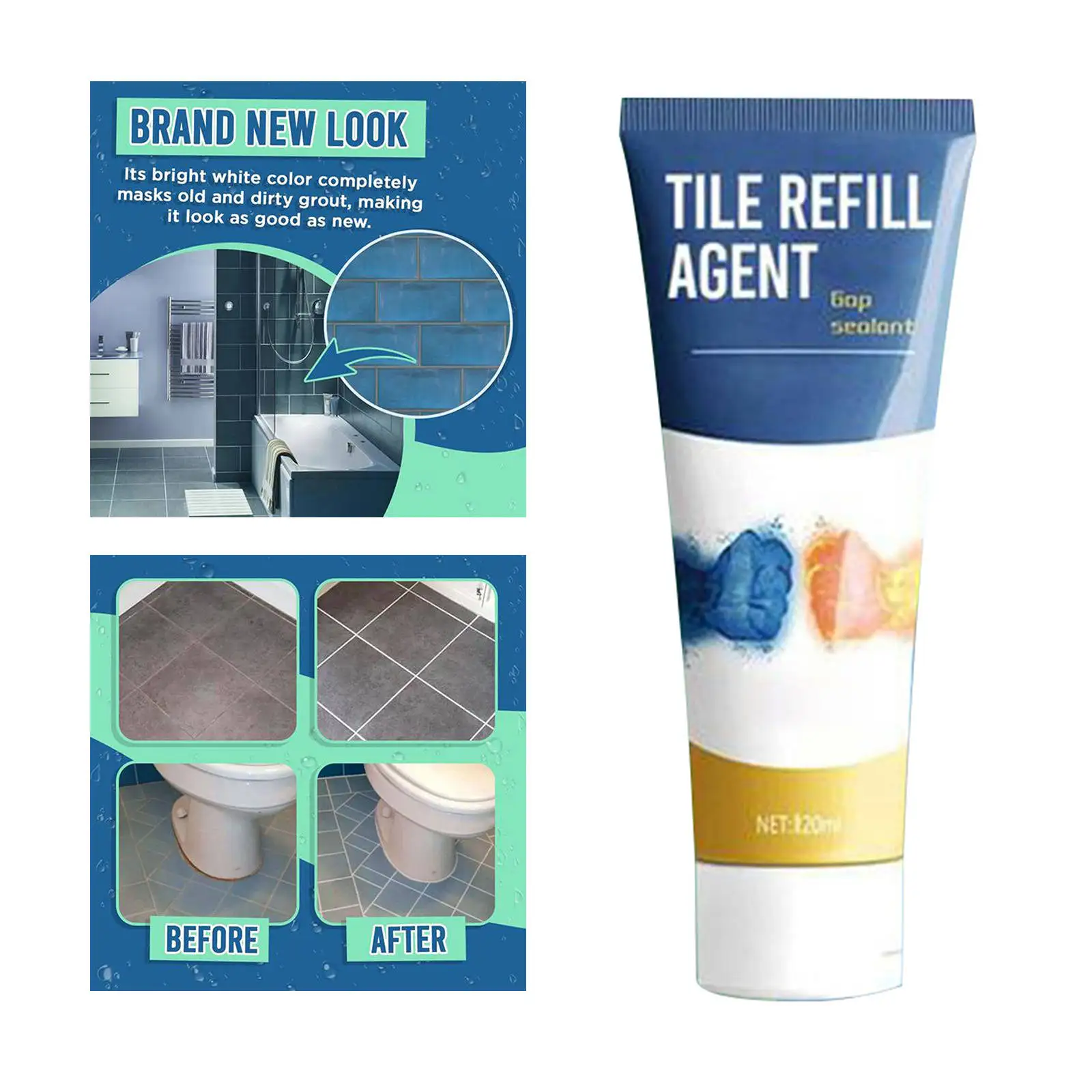 Grout Filler Bathroom Tile Grout Paint Clean Whiten Marker Floor Shower Grouting Refresh