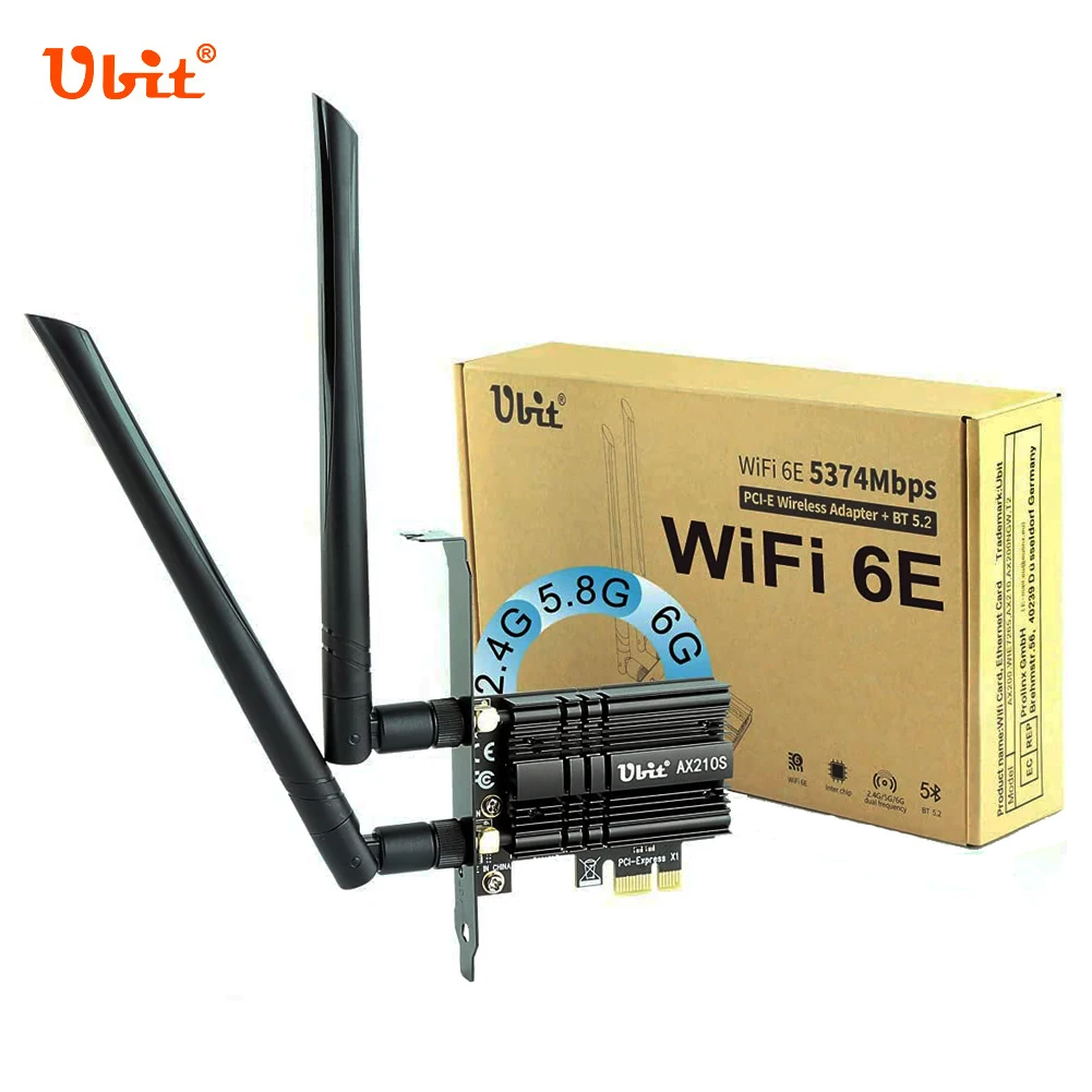 Ubit WiFi 6E Supports 6GHz 7th Generation PCI Express Card Up to 5400Mbps Bluetooth5.2 AX210S Wireless WLAN Adapter with MU-MIM