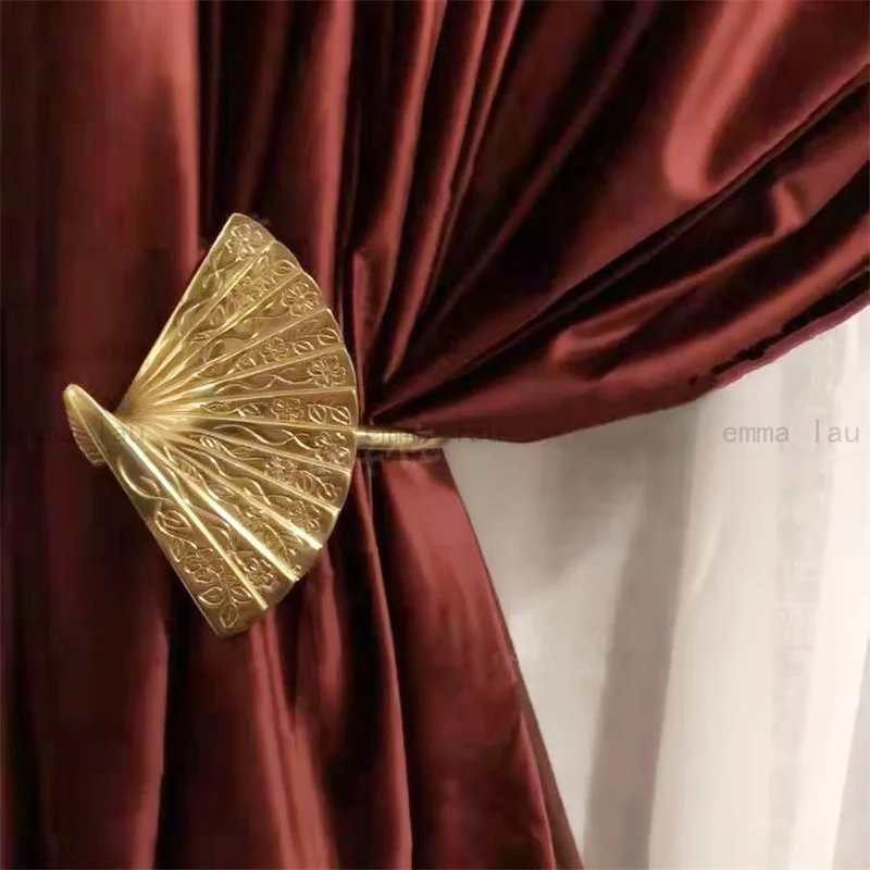 Modern Brass Curtain Hook Gold Swallow Fan Shape Curtain Holdbacks Wall Mounted Decoration Curtain Hanger for Living Room