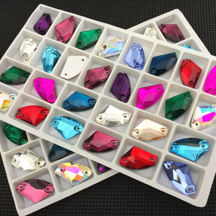 All size sew-on rhinestones AX glass crystal two holes flatback galactic sewing rhinestone for DIY wedding dress/bag accessories