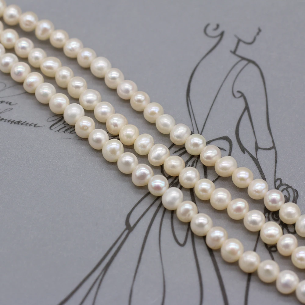 

Natural Freshwater Pearl Beads Smooth White Round Loose Pearls For DIY Craft Charm Bracelet Necklace Jewelry Accessories Making