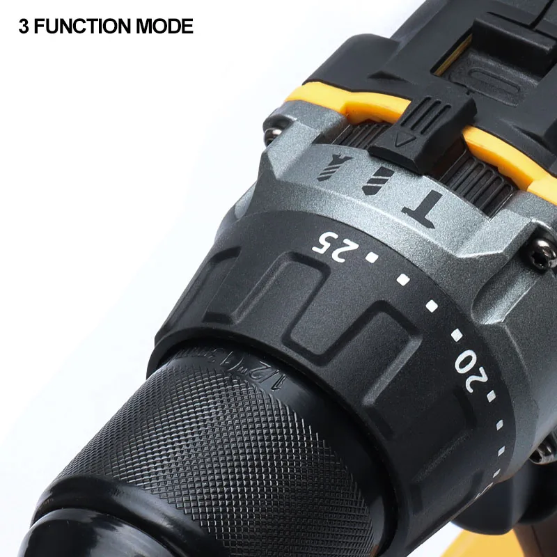 20V Cordless Electric Impact Drill High Power Brushless 3.0Ah Lithium Battery Screwdriver 13MM Self-Locking Chuck 85 N/M Torque