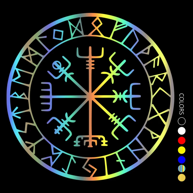 FD524D  Viking Protection Runes Vegvisir Compass Meval Car Sticker Reflective Decal Waterproof Stickers on Rear Bumper Window