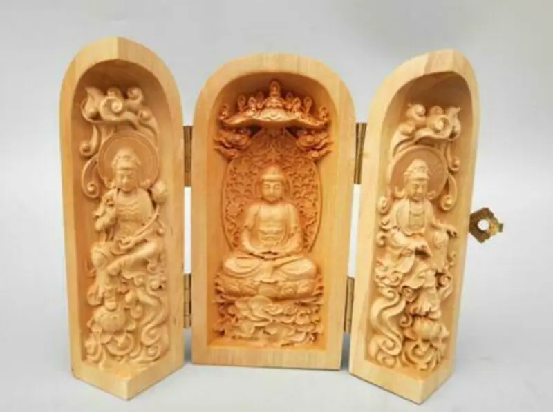 

A hand-carved Buddha statue of sakyamuni from Chinese boxwood