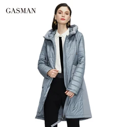 GASMAN 2022 nuova giacca primaverile da donna cappotto lungo e sottile in cotone con cappuccio donna casual fashion parka giacche autunnali di alta qualità 81868