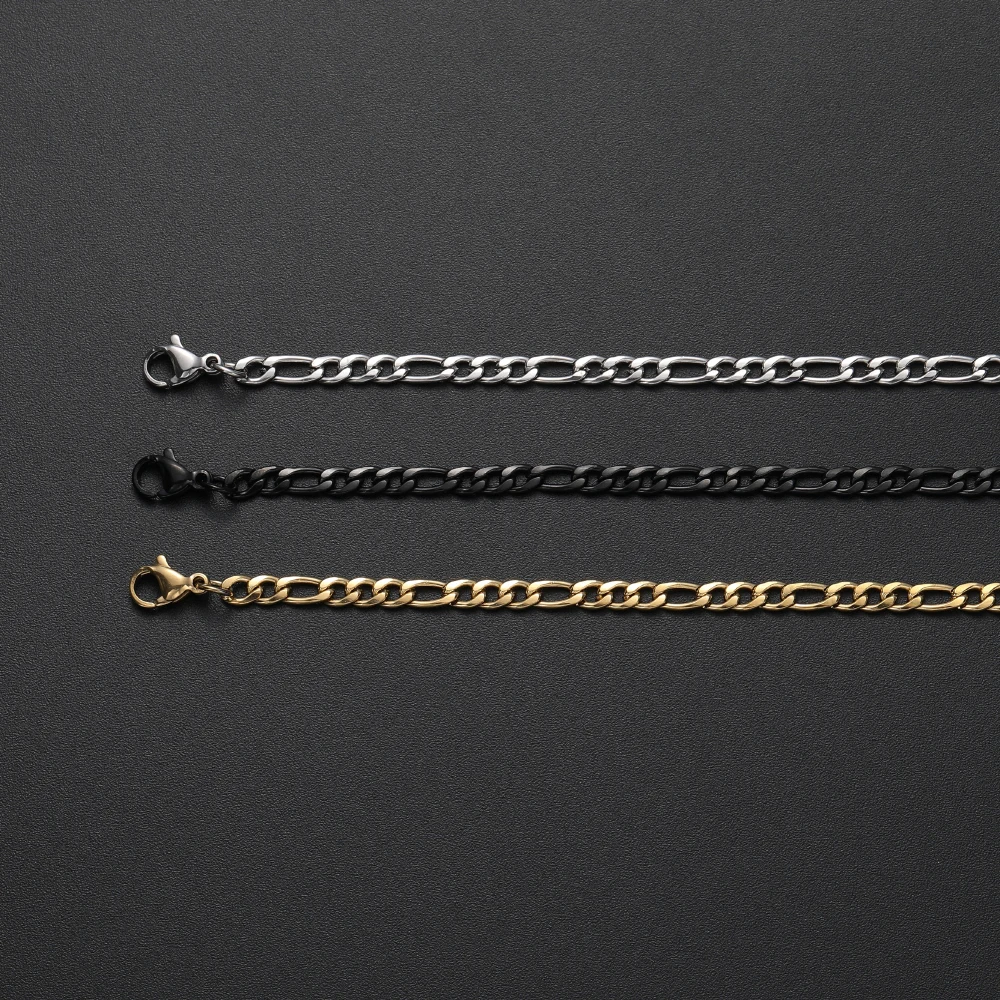 New Width 4MM Stainless Steel Golden Black Chain Necklace Fashion Gift Jewelry For Men and Women Top Quality 50/55/60/70CM