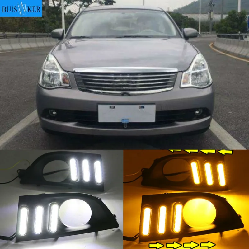 

2pcs For Nissan Sentra Sylphy 2006 2007 2008 LED DRL Daytime Running Lights Daylight Yellow Turn Signal lamp