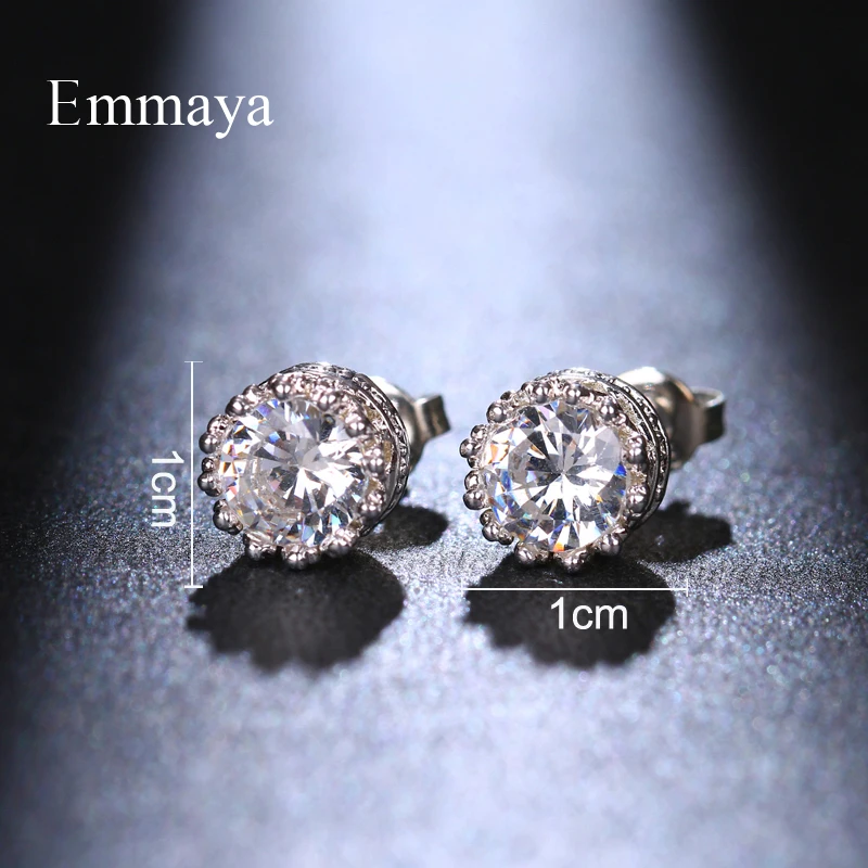 Emmaya Classic Tiny Round Shape Cubic Zircon Earring White Color For Women Party Elegant Ornament Fashion Trend In Banquet