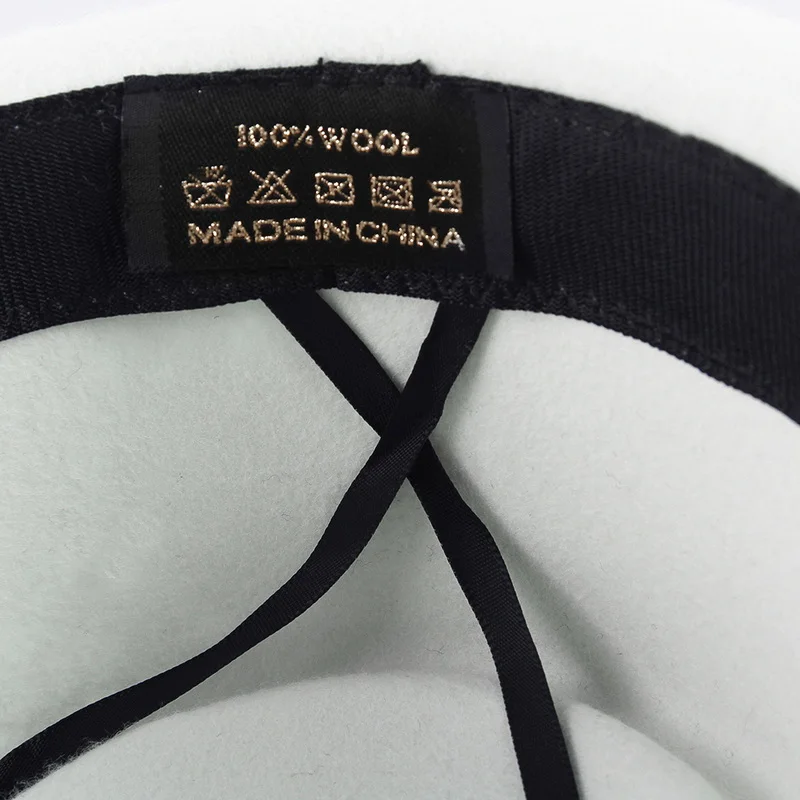 GEMVIE-Chapéu de porco unissexo para homens e mulheres, chapéu alto branco e preto, Fedora feminino, jogador liso cavalheiro, 100% lã