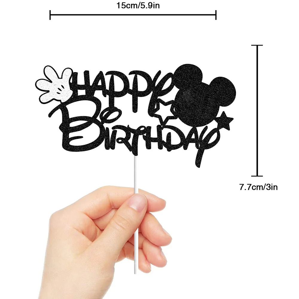 Mickey Mouse Party Felt cloth Cartoons Happy Birthday Cake Topper Cake Flags Wedding Party Cupcake Decor Baby Shower Supplies