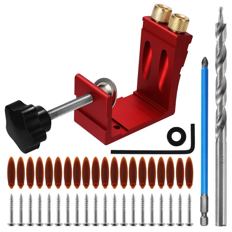 15 Degree Pocket Hole Jig Woodworking Oblique Hole Locator Drill Bits Drill Guide Set with Hole Locator Fittings Carpentry Tools