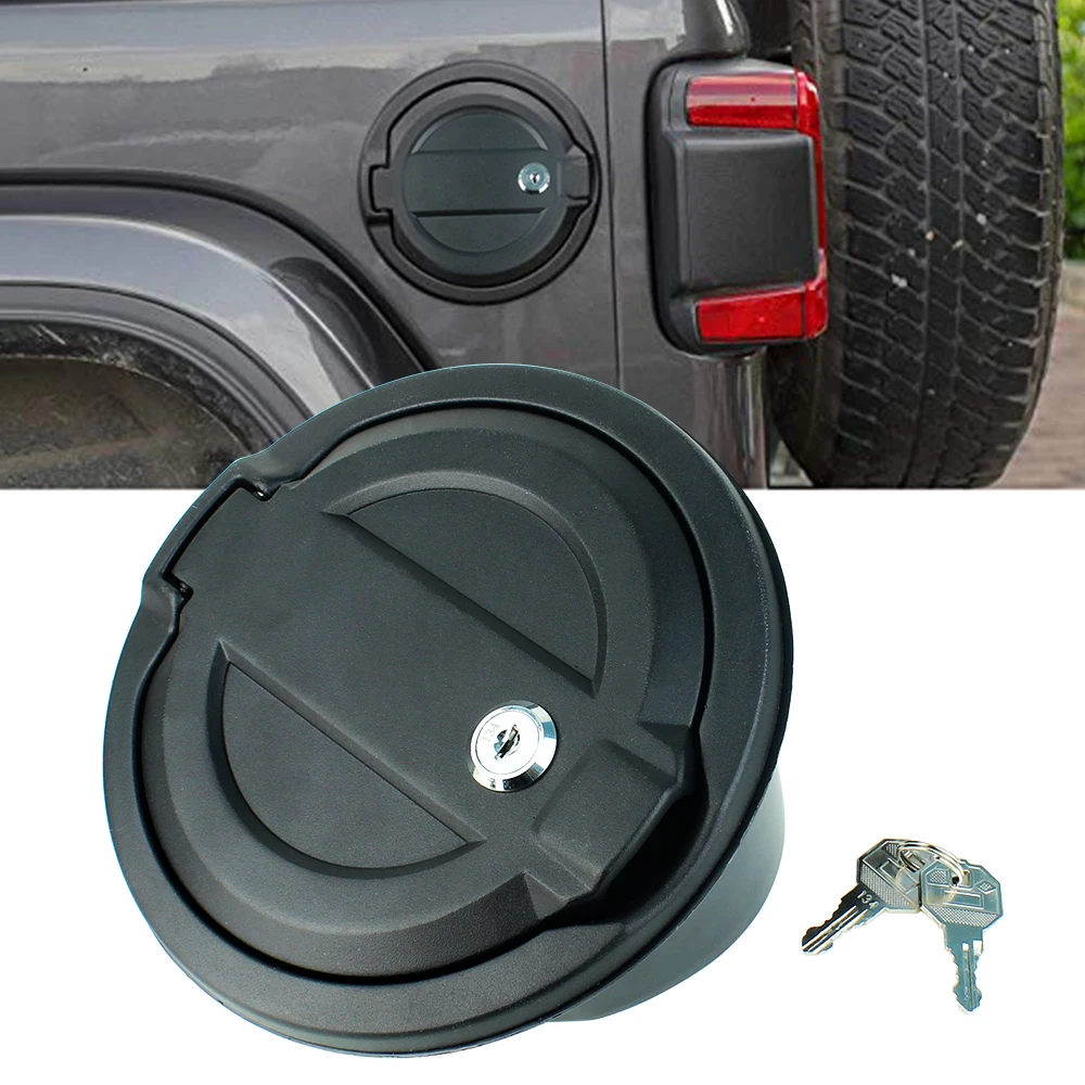 JL Gas Cap Cover Fuel Filler Door Locking Gas Tank Cap for Jeep Wrangler JL JLU Rubicon Sahara 4-Doors 2-Doors 2018-2019 Black