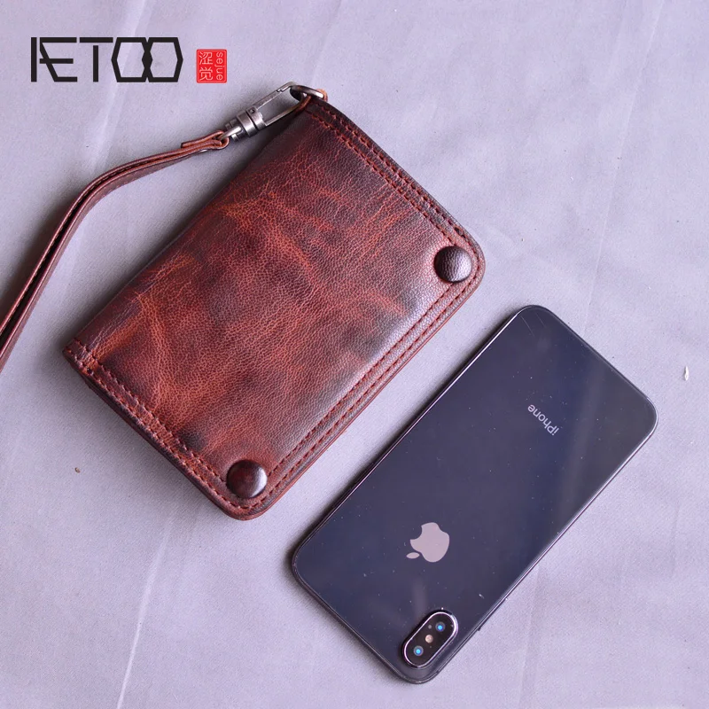 

AETOO Vintage handmade leather wallets, sheepskin casual short wallets, men's and women's trendy wallets, wallets