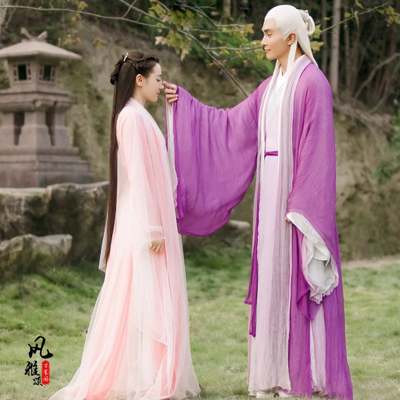 Ancient Chinese Wei Jin Dynasty Couple Lover Costume Sets for TV Play Eternal Love of Dream Emperor DongHua Fox Princess Fengjiu