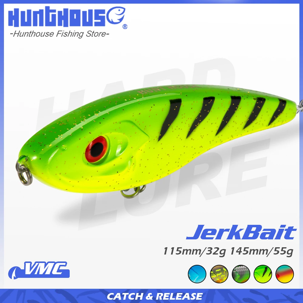 Hunthouse Jerkbait Musky Buster Pike Fishing Lure 11.5/14.5cm 32/52g Jerk VIB Baits Slow Sinking Big Bass Pesca westin LW129