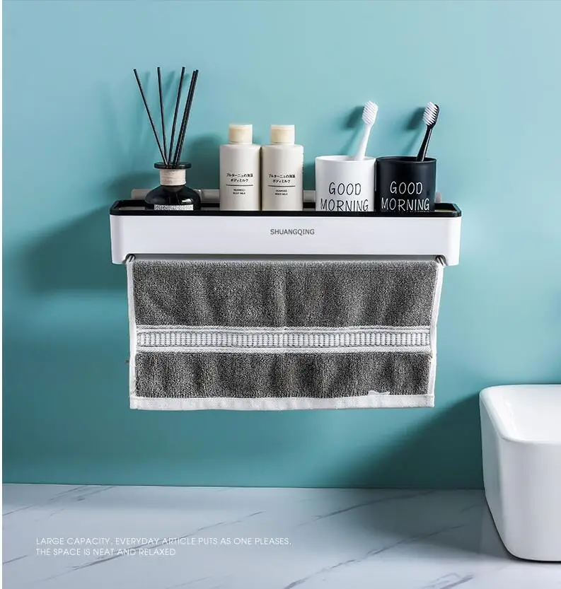 Bathroom Shelf Aluminum Shower Shelf Satin Finish Storage Suction Basket Storage Rack Bathroom Accessory Nail Free