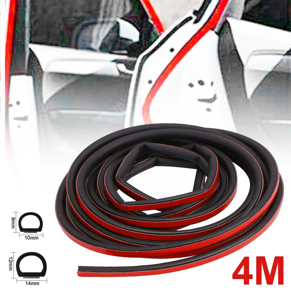 

4M 10x9mm 14x12mm D Shape Car Door Window Trim Edge Moulding Rubber Weatherstrip Car Door Seal Strip