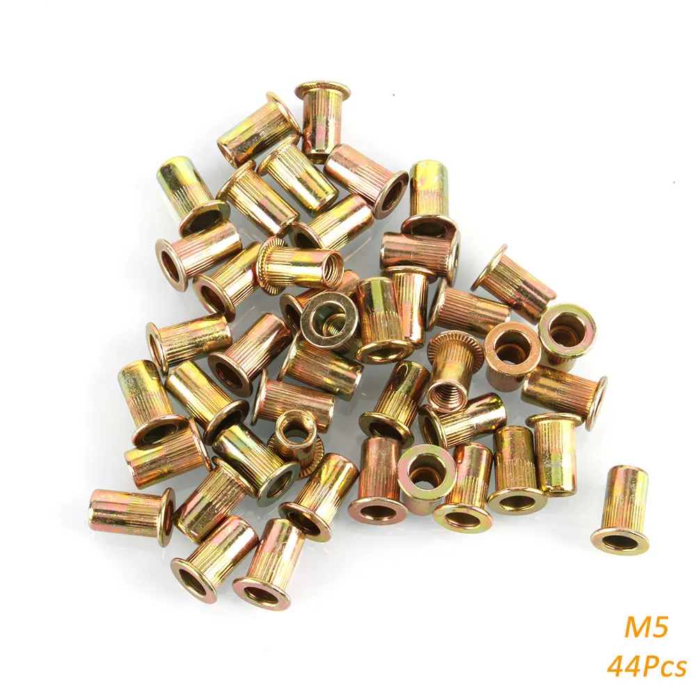 M3 M4 M5 M6 M8 M10 M12 Rivet Nuts แบนหัวเกลียว Nutsert สําหรับ Riveter Nut Gun เหล็กคาร์บอนชุบสังกะสี