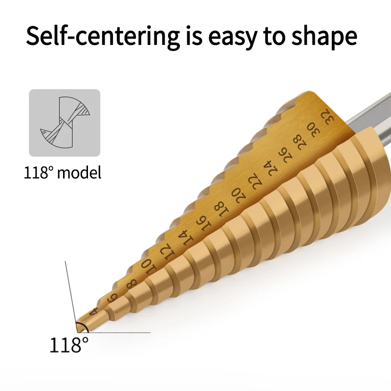Hex/tri lidar com a escada pagode hss4241 4-12mm 4-20mm 4-32mm bocados de cortador de metal bocados de broca úteis 12 furos de ranhura espiral