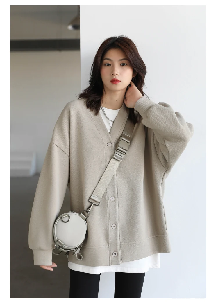 CHIC VEN Korean Women's Sweatshirts Solid Plush Thick Warm Loose Casual Female Tops Office Lady Coats Jacket Autumn Winter 2026