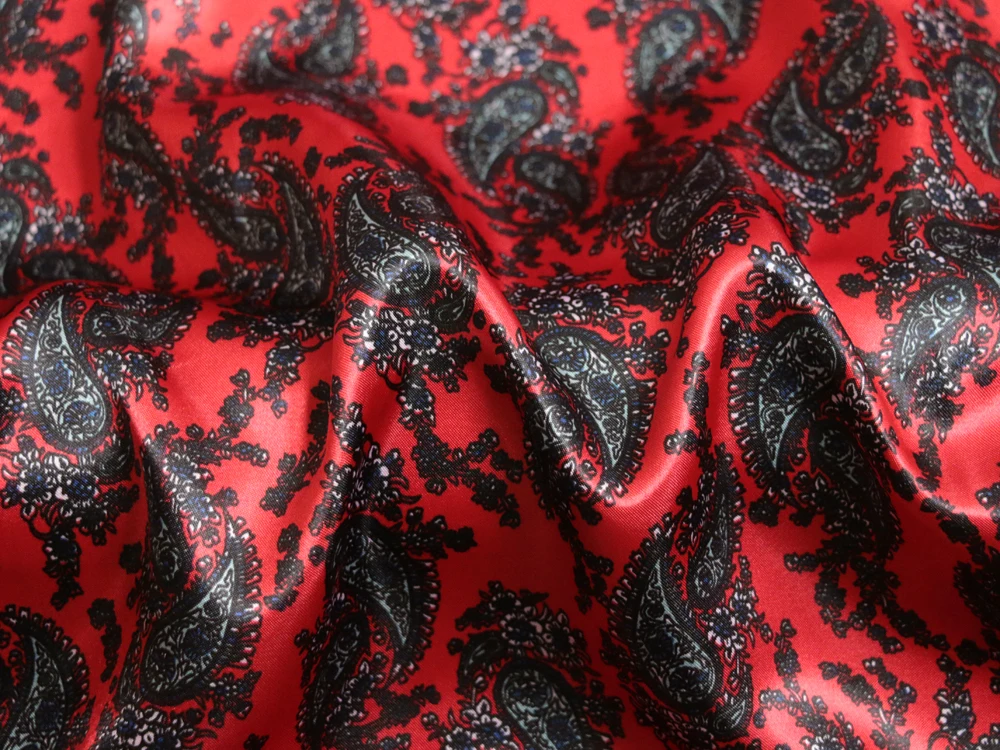 1 Meter x 1,48 Meter Retro-Paisley-Muster, weicher, seidiger Satinstoff, bedrucktes Charmeuse-Material für Futterschal – Detail 17