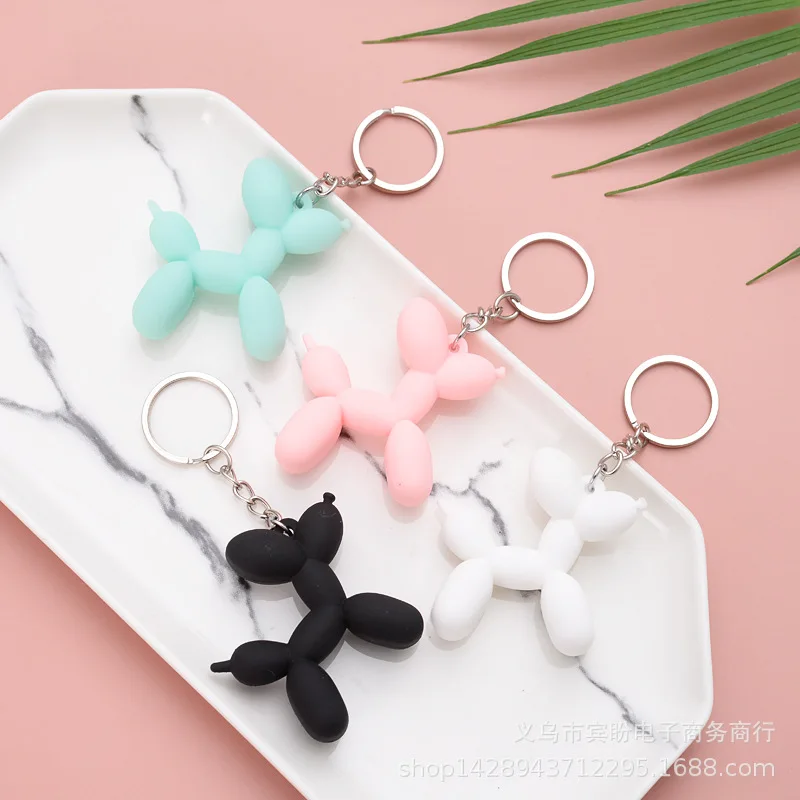 New Fashion Three-Dimensional Cute Balloon Dog Keychain Key Ring Creative Cartoon Mobile Phone Bag Car Pendant Fun Keychain