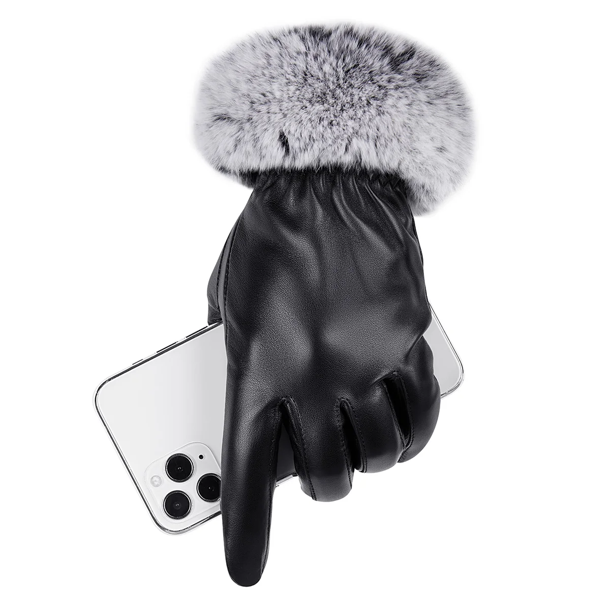 BISON DENIM Luxury Women\'s Autumn Winter 100% Real Sheepskin Leather Gloves Genuien Leather Mittens Autumn Winter Gloves