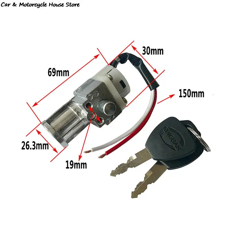 Anti-theft Lock Motorcycle Battery Charger Lock/Helmet lock/Ignition Switch Key/Rear With 2 Keys Electric Bike Scooter E-bike