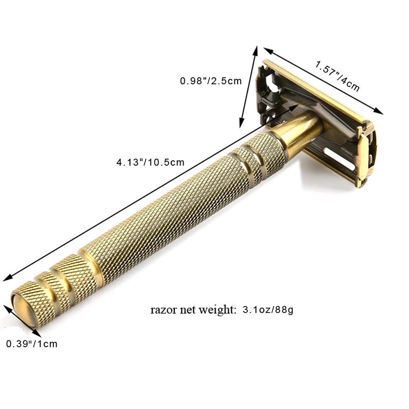 New Classic Manual Razor Men Butterfly Open Double Edge Safety Razors Bronze Vintage Metal Handle Wet Shaver