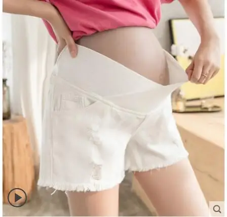 

Summer Denim shorts pregnant women pants thin maternity pants pregnancy belly shorts outside pleated elastic waist short trouser