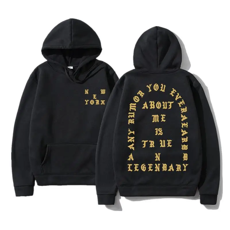 Us Street Hip Hop Kanye West Winter Fleece The Life Of Pablo Hoodies City New York Limited Gold Print Men's Women's Sweatshirt