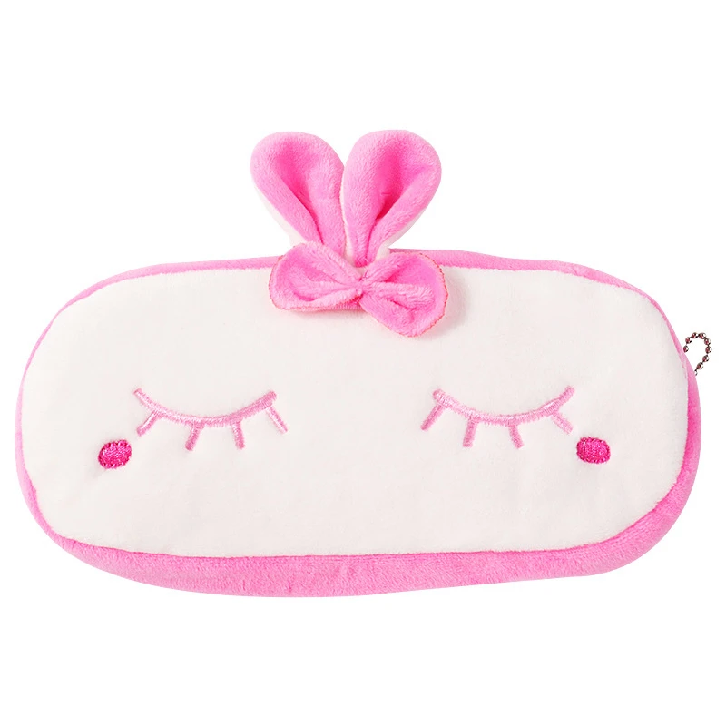 Estuche de lápices de dibujos animados Kawaii para niños y niñas, bolsa de lápices de felpa con mango bonito, suministros escolares, bolsa de