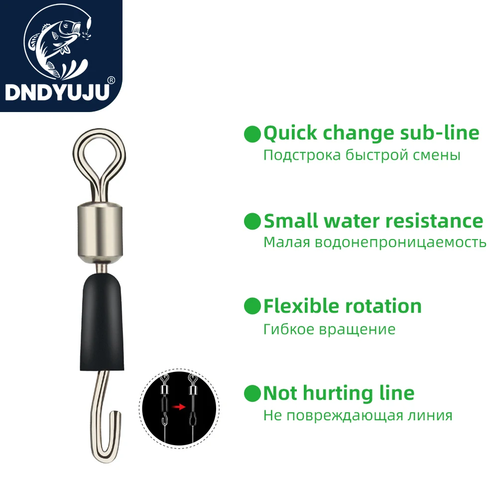 DNDYUJU 30/50pcs/lot Fishing Bearing Swivels Snap Ball Bearing Swivel Solid Rings Fishing Connector Ocean Boat Fishing Hook