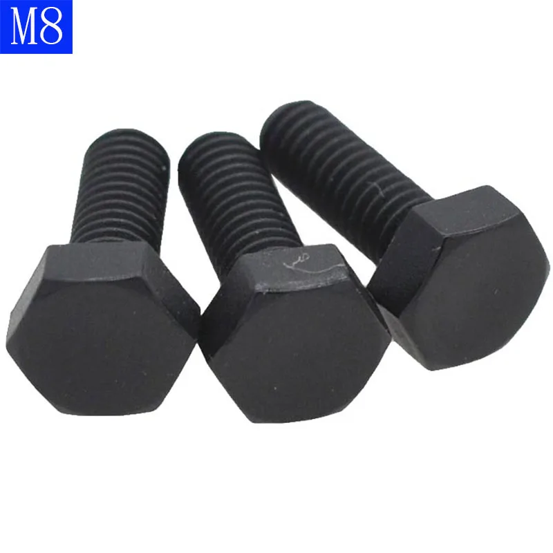 M8 x 1.25 Black Plastic Nylon External hex Black Plastic Nylon Hexagon Head Cap Set Screws  bolts DIN 933