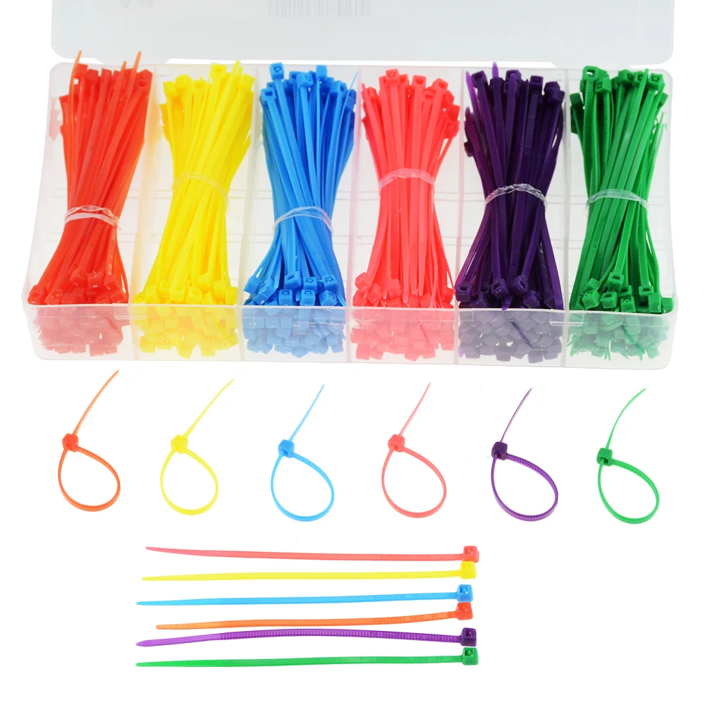 

480PCS 6 Colors 3x100mm Self-Locking Nylon Cable Ties width 2.5mm length 100mm Assorted Plastic Zip Tie Loop Wire Wrap Zip Ties