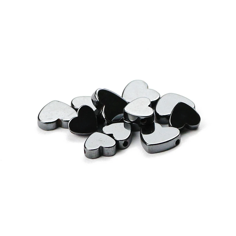 WLYeeS 6/8mm Natural Black Hematite Bead Love Heart Spacer Loose Stone Bead for Jewelry Making DIY Necklace Bracelet Accessories