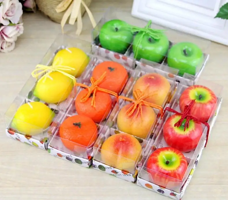 Fruit Candles Apple Orange Lemon Shaped Scented Birthday Weddings Candles Romantic Party Decoration Christmas Gifts SN2016