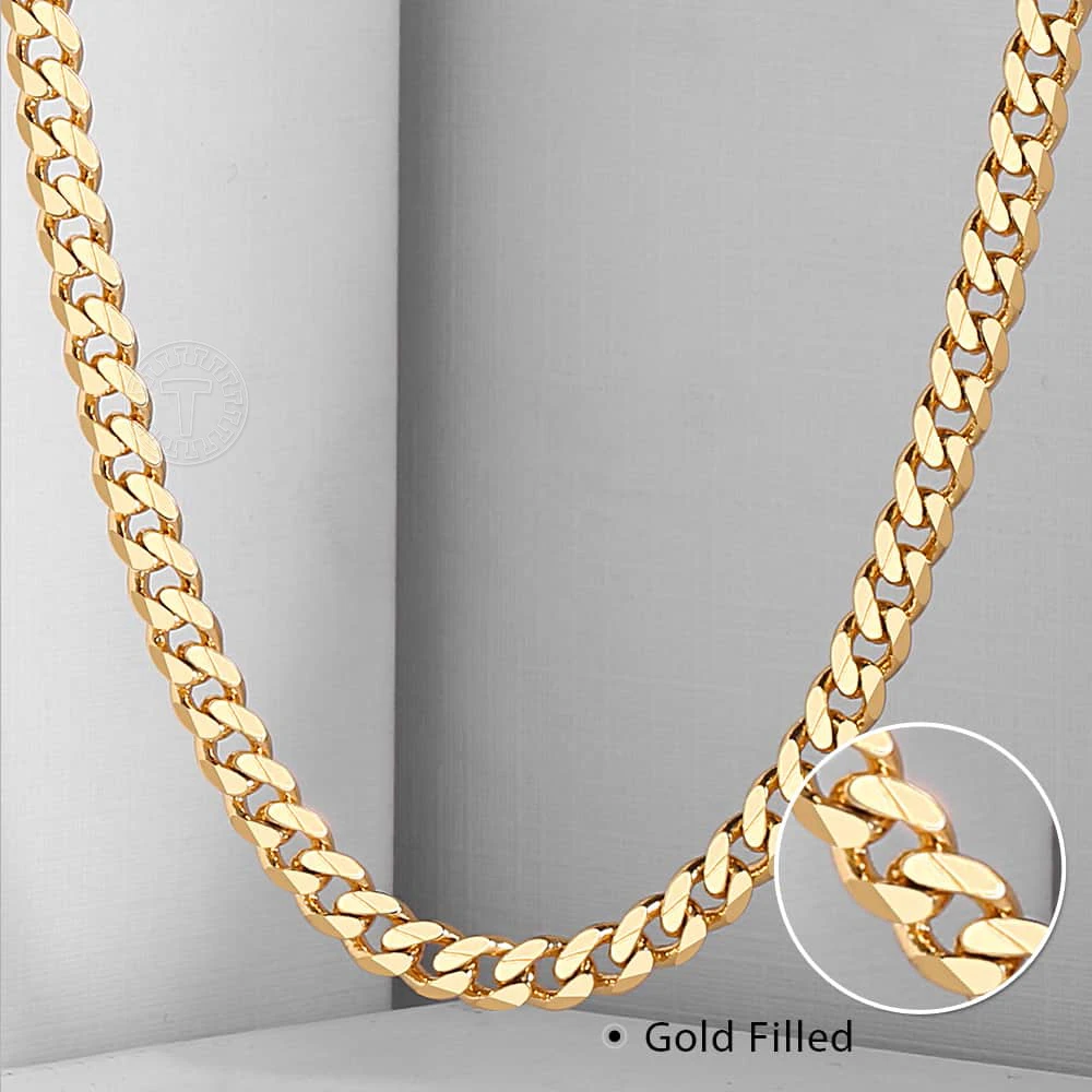 Men\'s Cuban Link Chain Necklace 4.5mm Gold Color Necklace Gift For Men Wholesale Jewelry Gifts 50cm 60cm Chain US Stock LGN438A