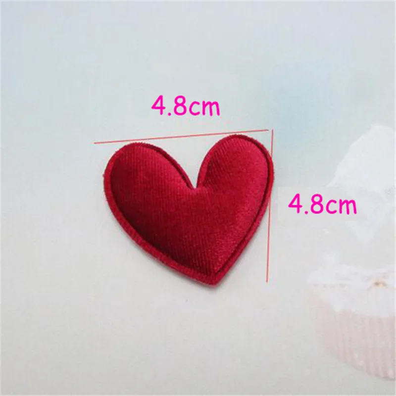 40 Stück/Lot 4,8 cm Gemischte Farben Gepolsterte Flauschige Herzförmige Applikationen für Haarspangen-Zubehör und Kinder-DIY-Aufnäher – Detail 12