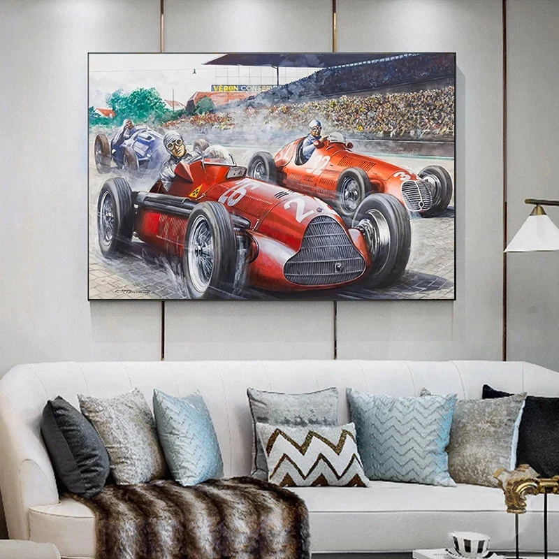 

Retro Classic Racing Car Comic Style Poster Car Racing Pictures Living Room Decoration Painting Canvas Painting Wall Art Picture