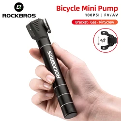 ROCKBROS Mini Portable Bicycle Pump Light Aluminum Alloy MTB Road Air Pump Cycling Tire Inflator Schrader Bike Accessories