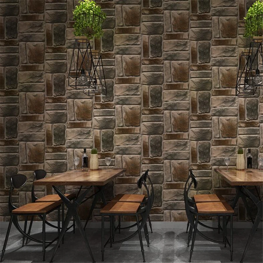 

beibehang Retro 3d brick wallpaper restaurant barber shop Brick stone hotel brick wall wallpaper small papel de parede wallpaper