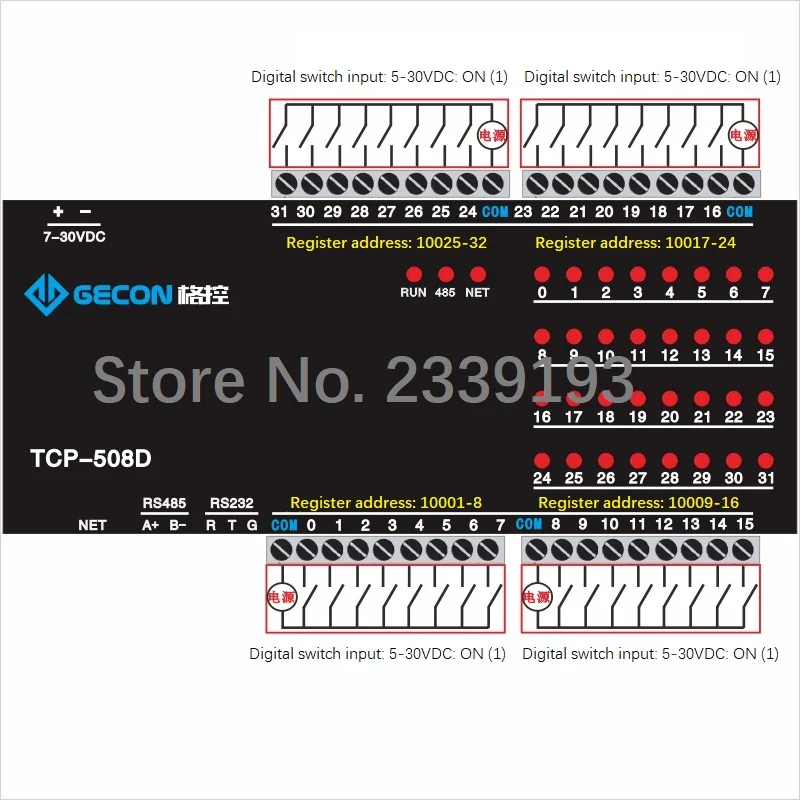 Ethernet module 32-channel DI industrial acquisition control module ModbusRTU TCP UDP protocol IO unit