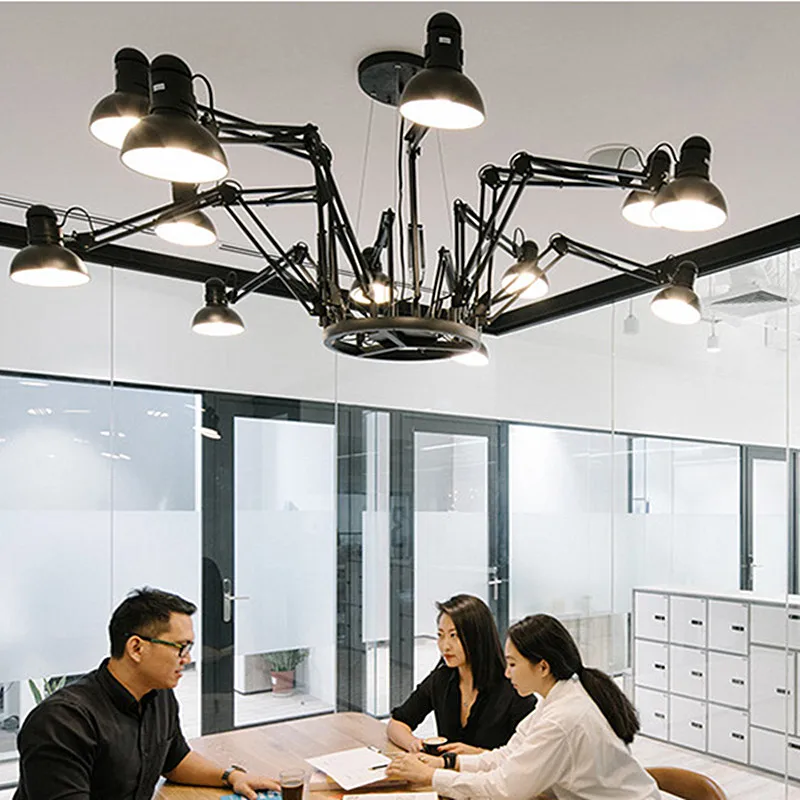 Industrial chandelier LED black chandelier Flexible Long Chandeliers Lighting Loft Living Room dining room spider lamp Fixtures