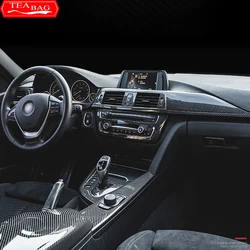 Carbon Fiber Pattern Car Stickers Gear Shift Panel Cover Interior Trim For BMW F30 F31 F32 F36 3 4 Series 2013-2019 LHD