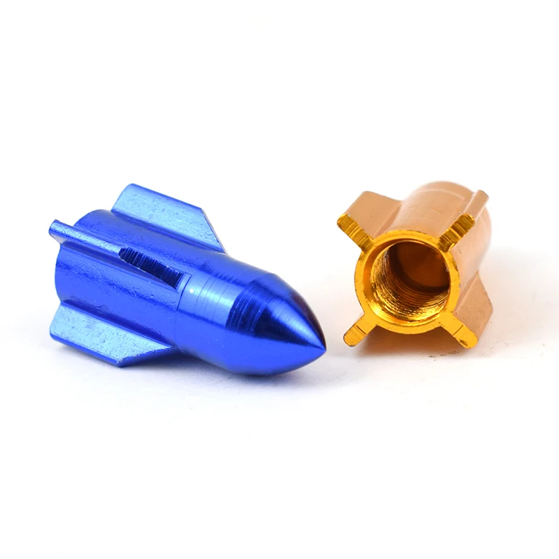 4pcs/8pcs Cycling Bicycle Gas Nozzle Cap CNC Aluminum Car Schrader Valve Cap Rocket Modeling Gas Nozzle Valve Dust Cap Cover