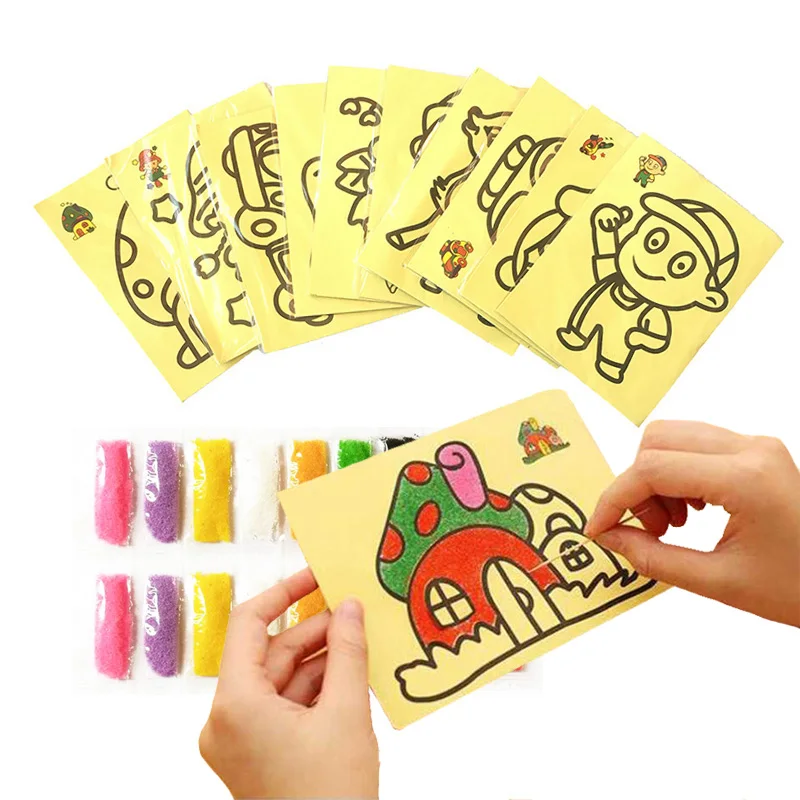 20 Chiếc/10 Cái Magic Xước Nghệ Thuật Doodle Miếng Lót Tranh Cát Thẻ Đầu Giáo Dục Học Sáng Tạo Vẽ Đồ Chơi trẻ Em