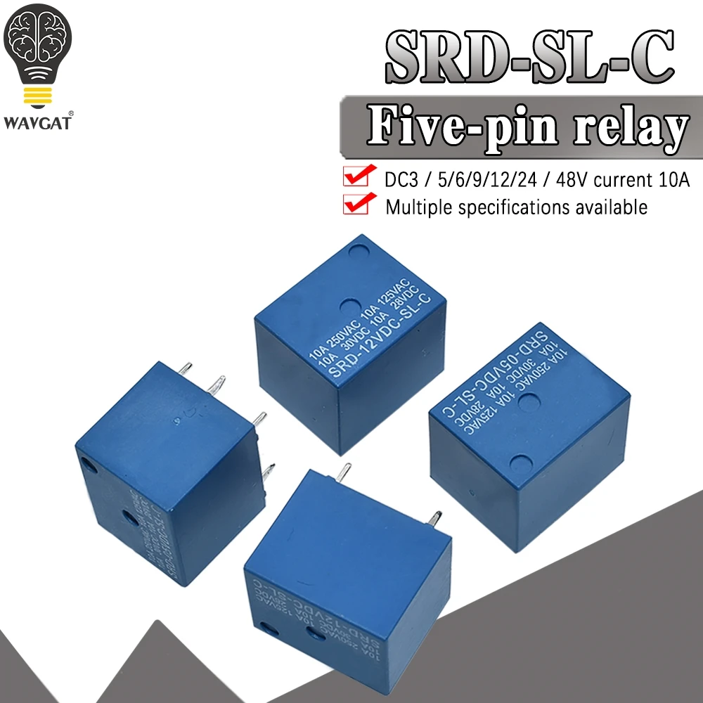 SONGLE Power Relay SRD-12VDC-SL-C SRD-03V 05V 09V 12V 24VDC-SL-A -SL-C 5V DC SRD-05VDC-SL-C 5Pin